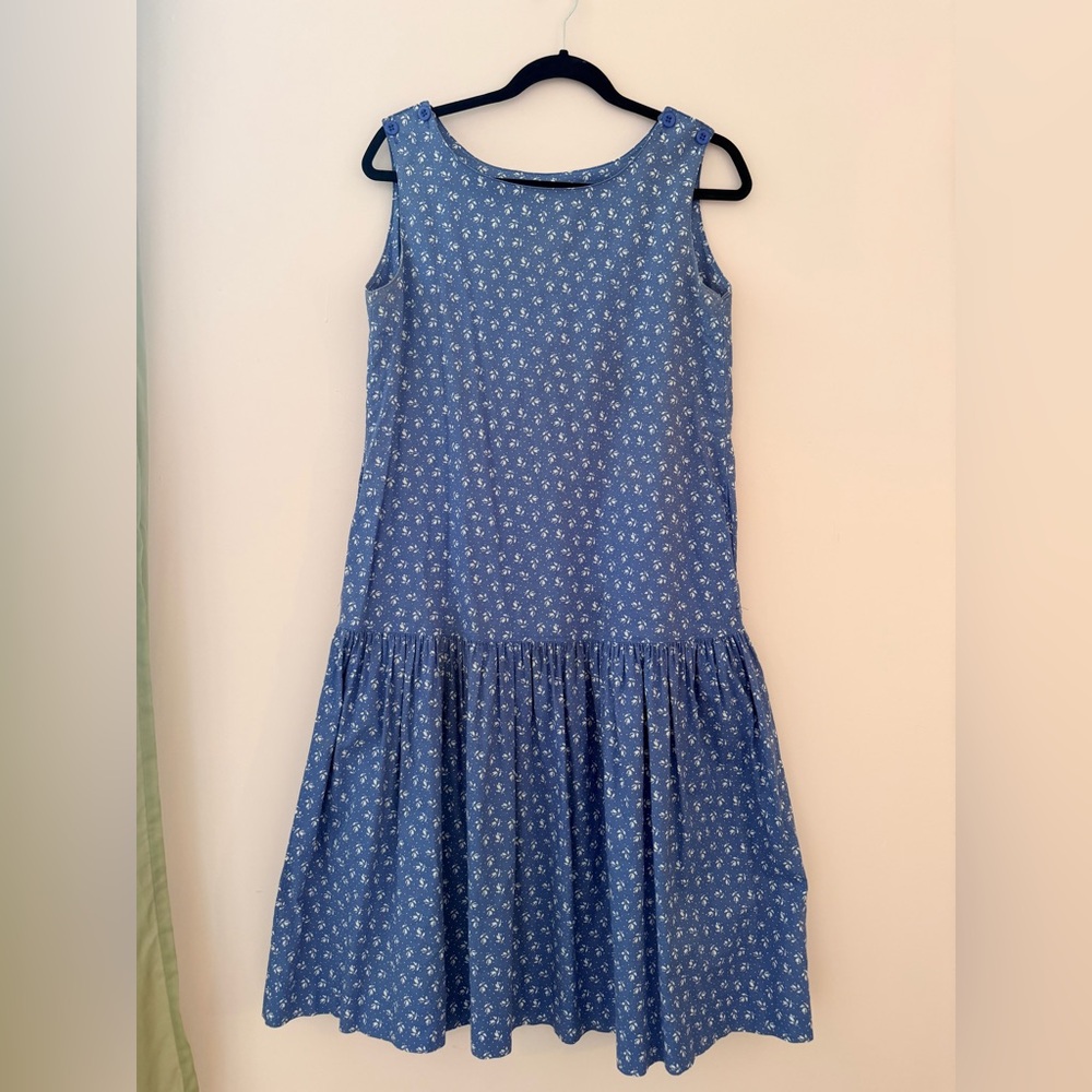 Vintage Laura Ashley Sleeveless Floral Drop-Waist Dress